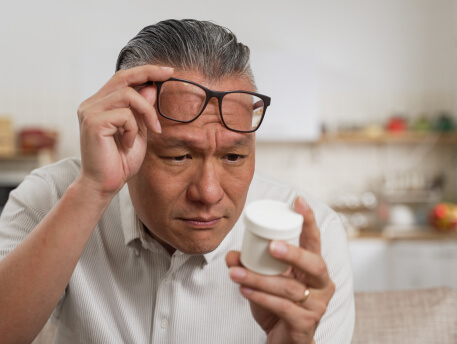 elderly man suffering from glaucoma